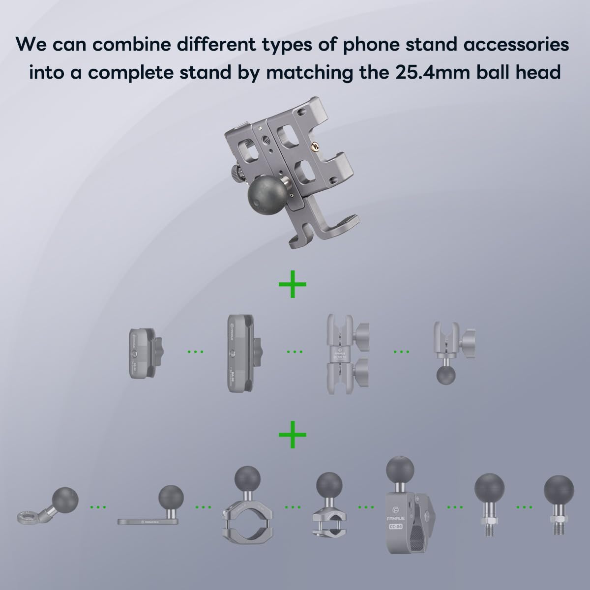 Fanaue Cpc 09 Motorcycle Phone Mount With 1 Inch Ball Head For Ram Mounts B Size Double Socket Arm And Scooter Utv/Atv Bike Phon